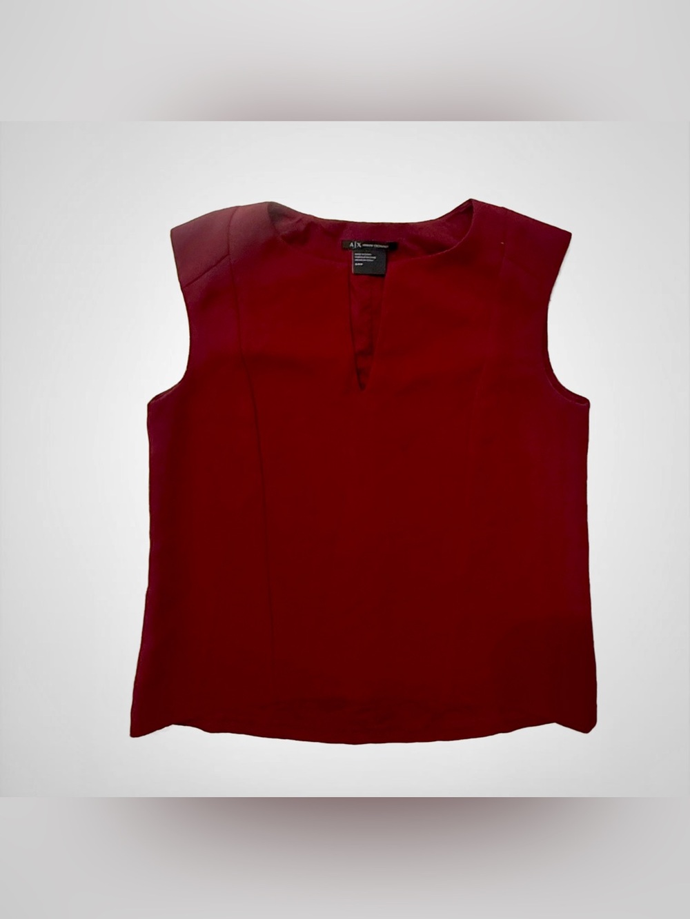 Armani Exchange A|X Burgundy Sleeveless V-Neck Blouse Women's Small